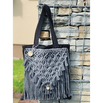 Dárková taška BRIMOON Taška přes rameno macramé šedo-černá