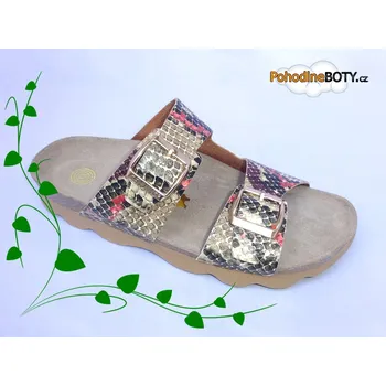 Dámská zdravotní obuv Zdravotní bio korkové kožené pantofle Genuins G102525