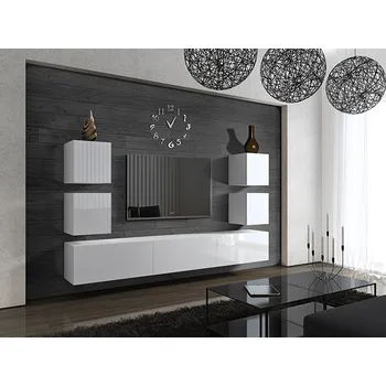 Obývací stěna Ral Obývací stěna DENVER 2, 249 cm - Bílý lesk