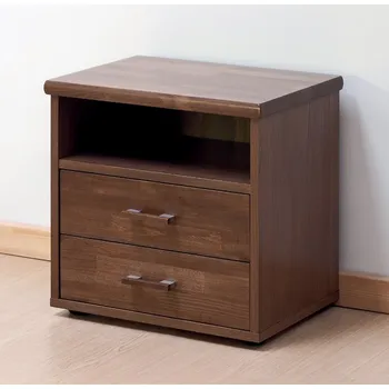 Noční stolek BMB Noční stolek dvouzásuvkový - rádiusové hrany - buk Moření: černá, Provedení: Jádrový buk cink