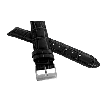 Řemínek na hodinky Černý kožený řemínek LAVVU Croco Top Grain LSIUB Šířka řemínku: 18mm