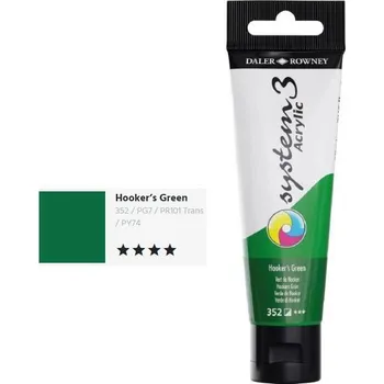 Speciální výtvarná barva Daler & Rowney System 3 Acrylic 59ml - Hooker’s Green 352