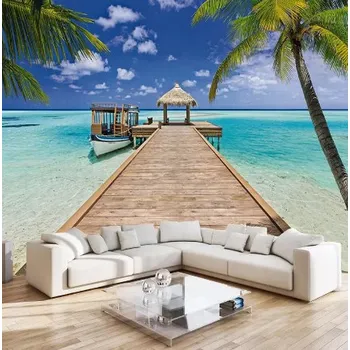 Tapeta Solution Media 3D tapeta - Molo v karibiku MU133 2 - Voděodolná hedvábná tkanina - Textilní tapeta lesklá - 200g/m2