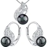 Silvego Stříbrný set šperků GENEVIE s tmavou přírodní perlou v barvě Tahiti