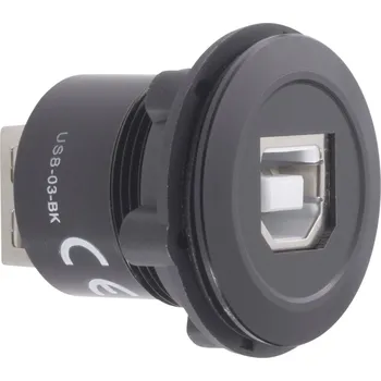 Elektrická zásuvka TRU COMPONENTS USB-03-BK USB vestavný konektor zásuvka, vestavná Zásuvka USB typ B ⇔ zásuvka USB typ A Množství: 1 ks