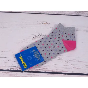 Ponožky TREPON BARUNKA šedorůžové s puntíky velikosti ponožek: 22-24 ( EUR vel. 33-37)