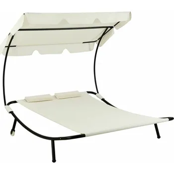 Zahradní lehátko Zahradní lehátko včetně střechy béžové