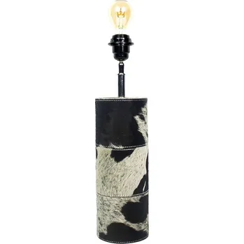 Stojací lampa Základna k lampě s dekórem z hovězí kůže Black - 13,5*13,5*45cm