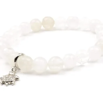 Náramek Moni dámský náramek bílý křemen s želvičkou
