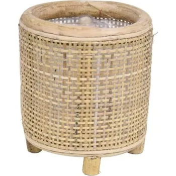 Květináč Kulatý bambusový květináč na nožičkách Bamboo - Ø14*16 cm