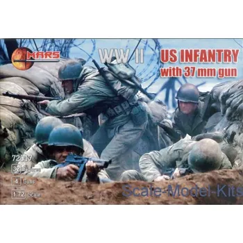 Plastikový model Mars Figures 1/72 US Infantry with 37mm gun