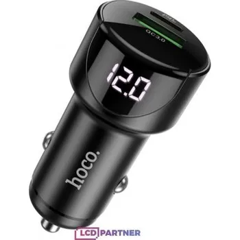 hoco. Dvojitá USB nabíječka do auta Z42 s digitálním displejem QC 3.0 20W černá