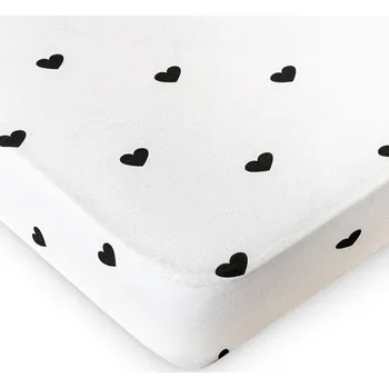 Prostěradlo 4Home jersey prostěradlo Srdíčka, 90 x 200 cm, bílá