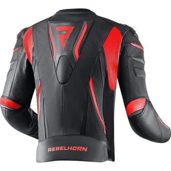 Moto bunda Rebelhorn FIGHTER černá fluo červená sportovní kožená bunda na motorku 50