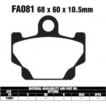 Brzdový komplet EBC FA81 organické brzdové destičky pro motorku