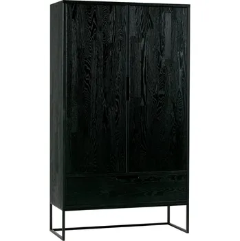 Šatní skříň WOOOD Černá masivní skříň Frax 85 cm