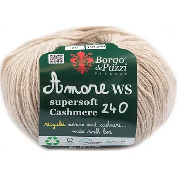 Příze Borgo de Pazzi Amore WS Super soft Cashmere 240 Béžová 35 (Super soft Cashmere 240 Beige 35)