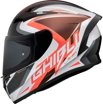 Helma na motorku PŘILBA GHIBLI ROCKER, V-HELMETS (BÍLÁ/ČERVENÁ) (velikost helmy: XS (53-54cm))