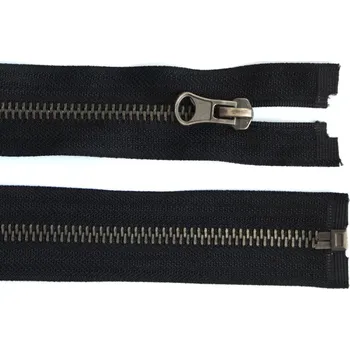 Zip Staromosazný zip tmavy No 6 délka 60 cm bundový, barva Černý / staromosaz tmavá