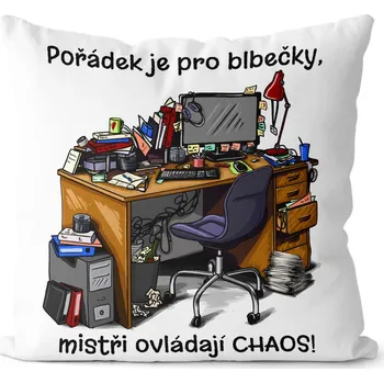 Dekorativní polštářek Polštářek Pořádek je pro blbečky (Velikost: 40 x 40 cm)