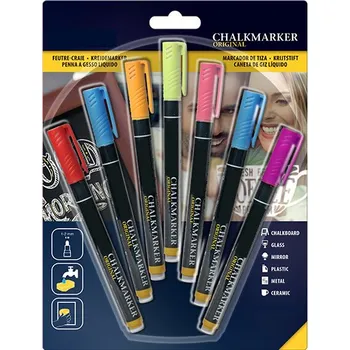 Securit Křídový popisovač s hrotem 1-2 mm Barva: blistr 7 barev