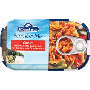 konzervovaná ryba Rugen Fisch filety z makrely se zeleninou a rajčatovou pastou 120 g