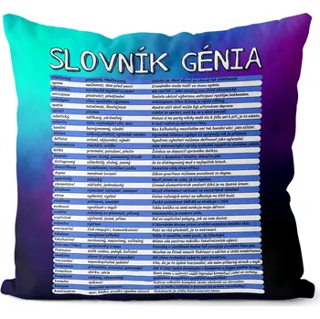 Dekorativní polštářek Polštářek Slovník génia (Velikost: 40 x 40 cm)