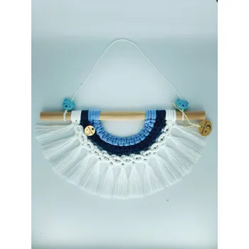 Lapač snů BRIMOON Duha macramé bílo-modrá 30 x 16 cm