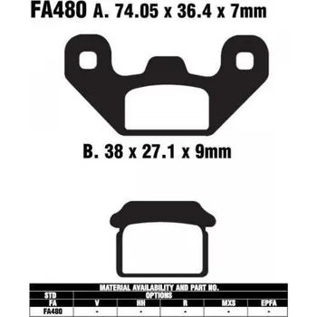 Brzdový komplet EBC FA480 organické brzdové destičky pro motorku