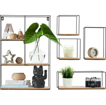 Nábytek Sada 5 polic Loft Industrial M černé