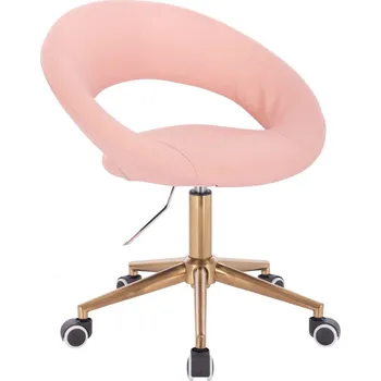LuxuryForm DESIGN Kosmetická židle NAPOLI na zlaté podstavě s kolečky - růžová