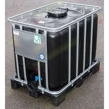 nádrž IBC 600L NOVÝ KOMPLET 22cm černá na plastu s UN