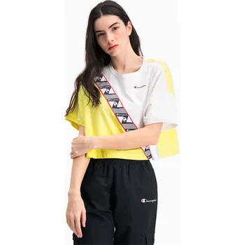 Dámské tričko CHAMPION tričko - Colour Block Jacquard Logo Tape Cropped T-Shirt (YS004) velikost: L
