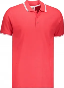 Pánské tričko Fruit Of The Loom Premium Tipped Polo Red/White