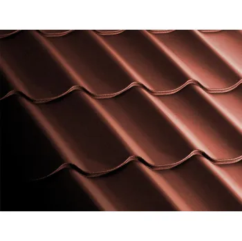 Střešní krytina Gutta Plechová střešní krytina Guttatop PROFI Alfa polyester lesk plechová strešní krytina (cena za m2) hnědá