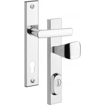 Dveřní kování Bezpečnostní kování ROSTEX R1/90, hranaté madlo, lesklý chrom