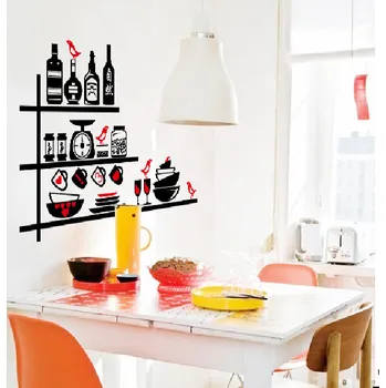 Samolepící dekorace Živá Zeď Samolepka na zeď Polička s nádobím87 x 61 cm