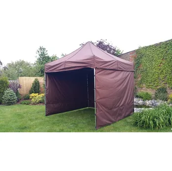 Zahradní stan Nůžkový stan 2,5x2,5 PROFI STEEL + 3 boky, 2 vaky, markýza - 23 barev - Hnědá