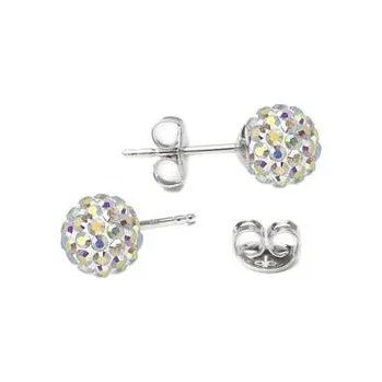 Náušnice Stříbrné náušnice - kuličky Swarovski 6 mm duhové