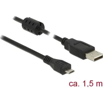 elektrický kabel Delock USB kabel USB 2.0 USB-A zástrčka, USB Micro-B zástrčka 1.50 m černá s feritovým jádrem 84902