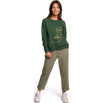 Dámský svetr B167 Svetr s potiskem vpředu - zelený trávník EU XXL