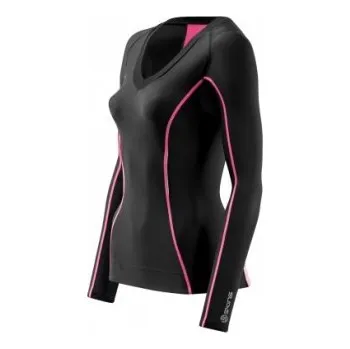 Dámské tričko Skins Kompresní tričko s dlouhým rukávem Skins Bio A200 Womens Black/Pink Top Long Sle - velikost S