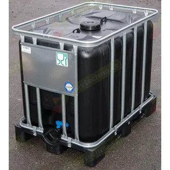nádrž IBC 600L NOVÝ KOMPLET 15cm černá na plastu s UN