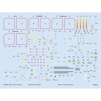 Plastikový model Eduard 1/48 Su-27 stencils (ACADEMY/KITTY HAWK/HOBBY BOSS/GWH)