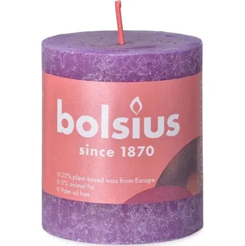 Svíčka Bolsius Rustic Shine Válec 68x80mm Vibrant Violet, fialová svíčka 252 gram