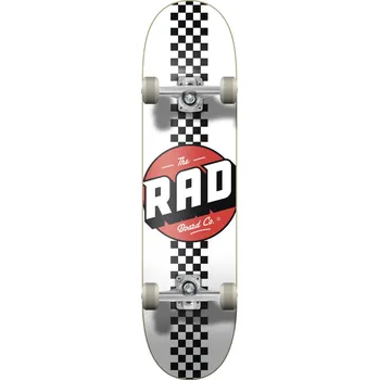 Skateboard rad Skateboard checker stripe complete white/black