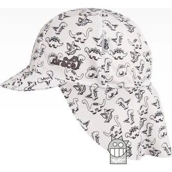 Kšiltovka Kšiltovka klobouček Dráče SAFARI 07 funkční lehká letní s krytím krku bílý s dinosaury velikost čepic: 48-50cm (1-2 roky, RDX vel.3)