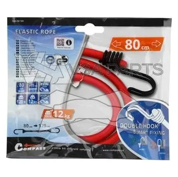 Upínací popruh COMPASS Upínač pružný 80 cm DOUBLE HOOK, 1 ks