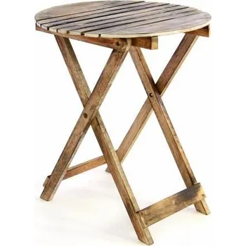 Zahradní stůl Vyšší kulatý stolek dřevěný- opálený vzhled, interiér / exteriér, průměr 50 cm