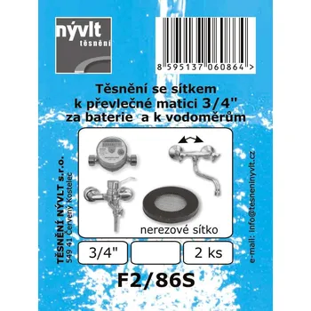 SADA těsnění převlečné matice 3/4" s nerezovým sítkem 2 ks - F2/86S
